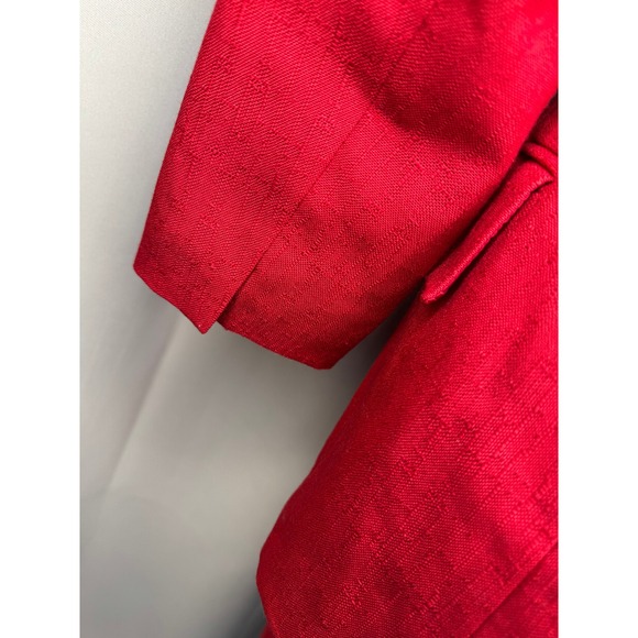 Vintage 80s Sasson Paris New York Red Skirt Power Suit Set Blazer Pencil Skirt 4 - Picture 5 of 13